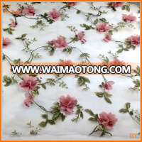 Pink Chiffon Floral Applique Material Wedding Organza Fabric